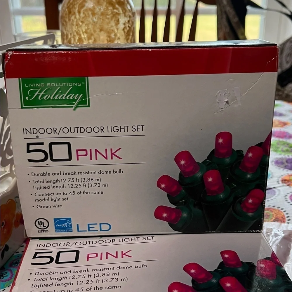 Living Solutions Bundle of 3 Indoor/Outdoor Lights PINK